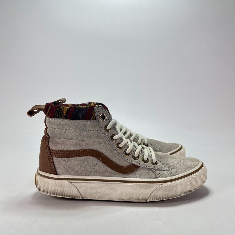 Vans Sk8-Hi Aztec Tribal Wolf Grey Suede High Top Skate Shoes Women's Size 6.5